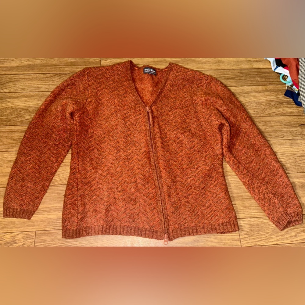 Vintage Woolrich 100% Wool Women's Rust Zip-Up Cardigan Size XL, Fits Like Large